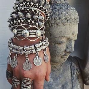 Silver Coin Charm Bracelet Bohemian Style